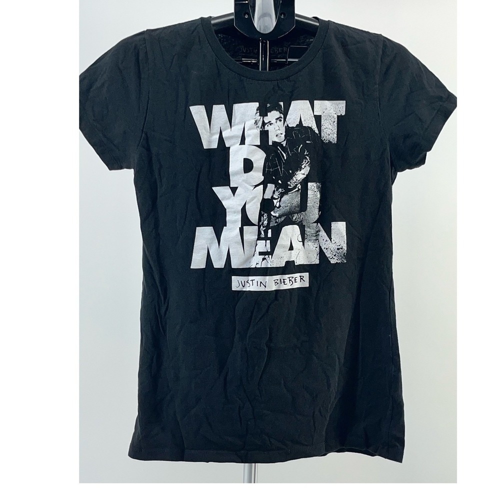 Justin Bieber What Do You Mean Graphic Black T Shirt Youth XL WOMANS XS